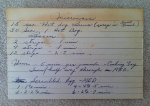 cooking directions for early microwave ovens